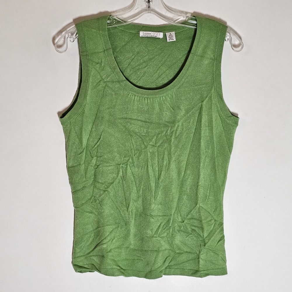 Luxe 360 Top Womens Small Green Sleeveless Tank Sweater Mercer Street Kermit S